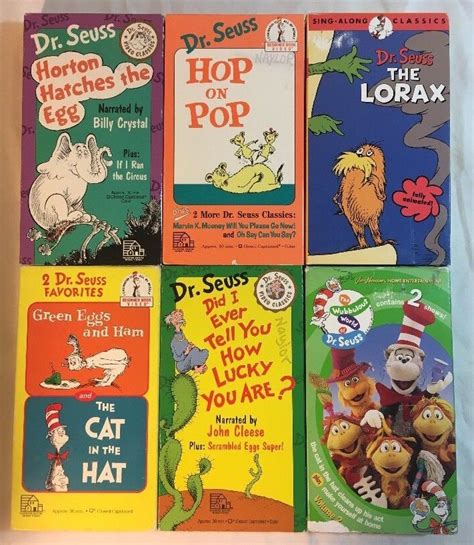 Dr Seuss VHS Lot Of Cat In The Hat Green Eggs Lorax Hop On Pop