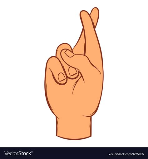 Fingers Crossed Icon In Cartoon Style Royalty Free Vector