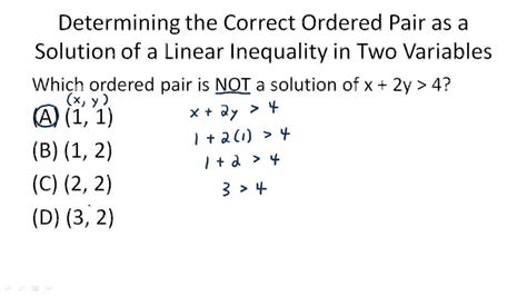 Components Of Linear Inequalities In Two Variables Example 1 Video