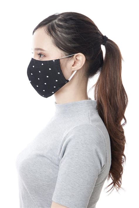 Set Of 5 Adults Black Cotton Face Masks With Filter Pocket Etsy In