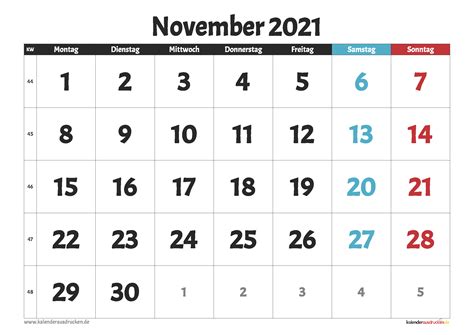 Der kalender zum ausdrucken ist unser heiliger gral, der uns als familie dabei hilft, den alltag zu organisieren, unsere zeit optimal zu nutzen und termine zu koordinieren. Kalender November 2021 zum Ausdrucken Kostenlos - Kalender ...