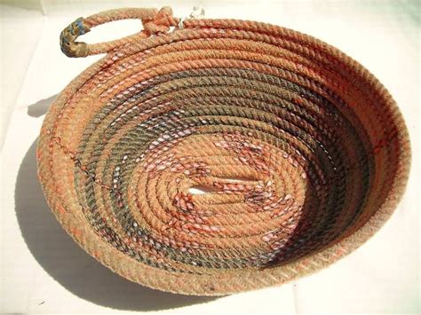 Cowboy Handcrafted Rope Basket Rope Basket Rope Decor Coiled Fabric