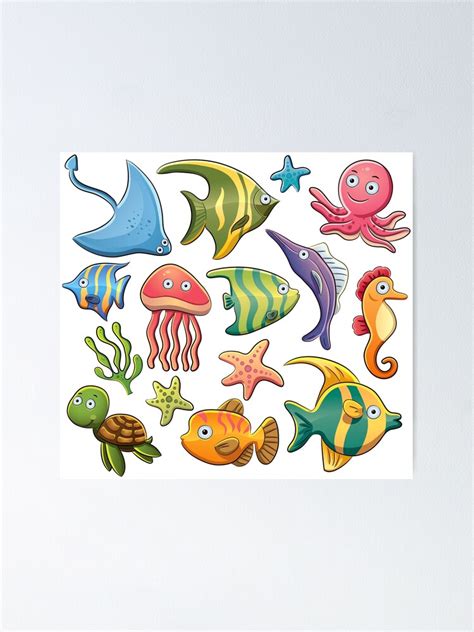 Sea Creatures Poster By Longford Redbubble
