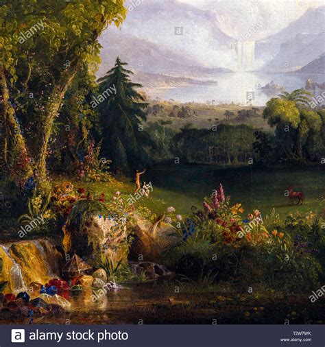 Thomas Cole The Garden Of Eden Detail Showing Adam And