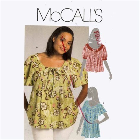 Womens Boho Peasant Blouse Top Sewing Pattern Mccalls M Plus Size