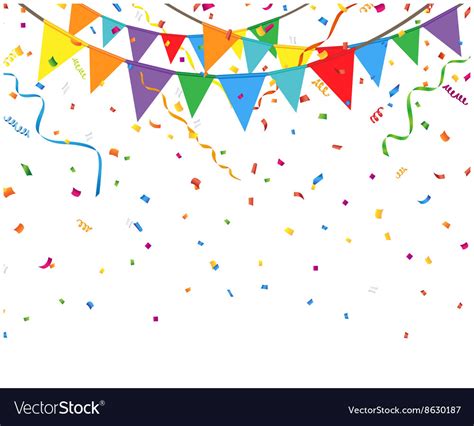 Party Flags With Confetti And Streamer Royalty Free Vector