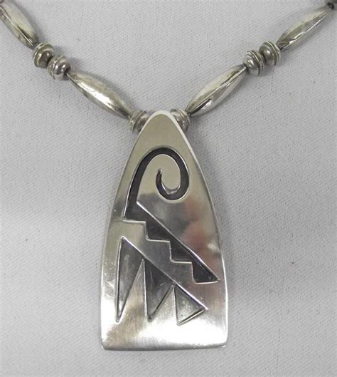 Native American Hopi Necklace Sterling Silver Overlay