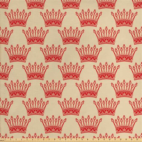 Queen Fabric By The Yard Crowns Pattern In Vintage Design Coronation