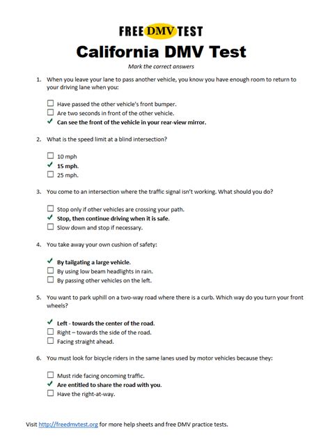 Dmv Written Test Questions And Answers