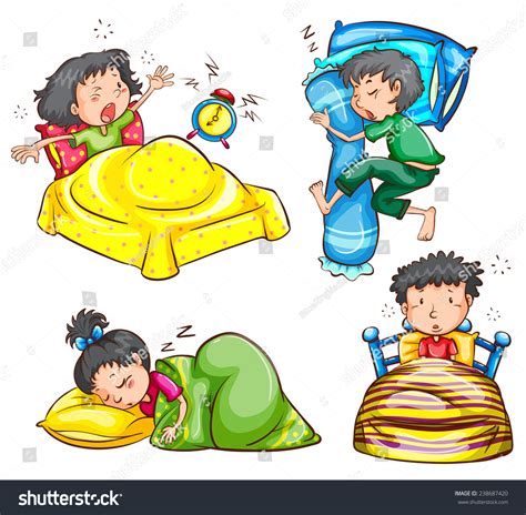 Illustration Children Sleeping Waking Stock Vector 238687420 Shutterstock