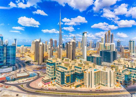 Aerial View Of Dubai Downtown On A Beautiful Day Stock Photo Image Of