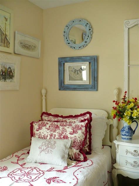 red and blue french country guest bedroom — A Cultivated ...