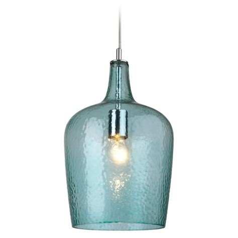 Aqua Beveled Glass Bottle Ceiling Pendant Great Over Table Lighting