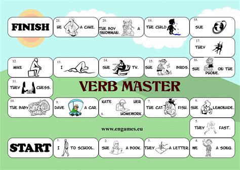 Verb Master Board Game Profesores Educacion Verbos Ingles