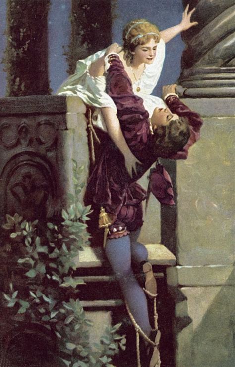 Scène de balcon Roméo et Juliette Hans Makart