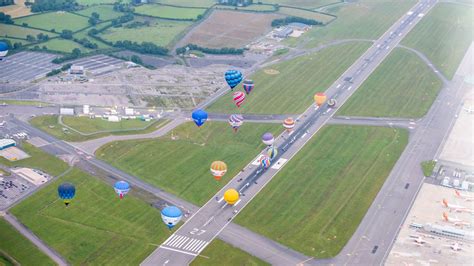 Thirty Hot Air Balloons Took Off From Bristol Airport This Morning In A