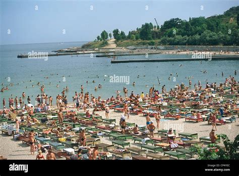 Ukraine Odessa Arcadia Beach With Bathers Stock Photo Alamy