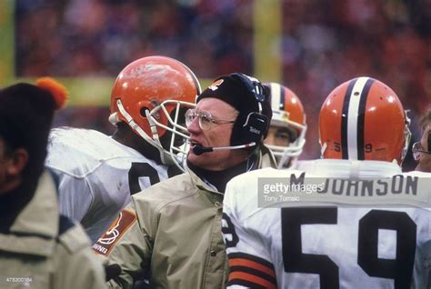 Ray ellis, earnest byner, kevin mack. Closeup of Cleveland Browns coach Marty Schottenheimer on ...