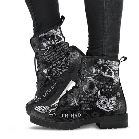 Combat Boots Alice In Wonderland Ts 102 Black And White Etsy