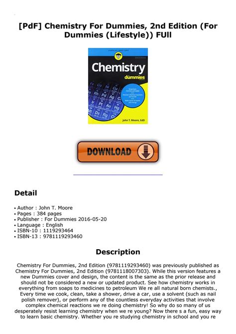 Pdf Chemistry For Dummies 2nd Edition For Dummies Lifestyle Full