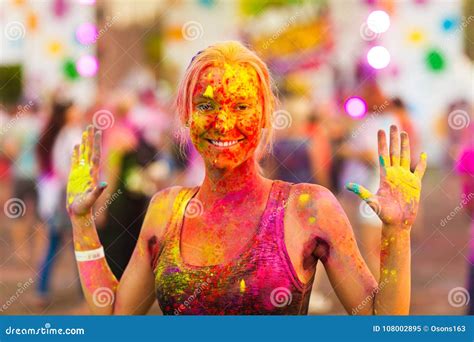 Girl Celebrate Holi Festival Stock Image Image Of Colour Asia 108002895