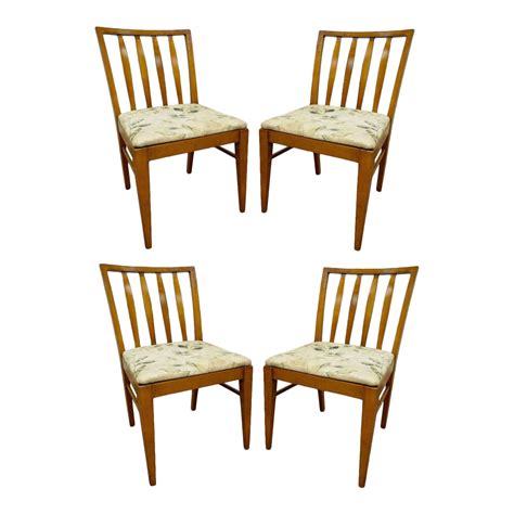 Mid century modern & contemporary dining chairs. 4 Vintage Mid Century Modern Maple Slat Back Dining Chairs ...