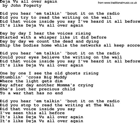 Bruce Springsteen Song Deja Vu All Over Again Lyrics