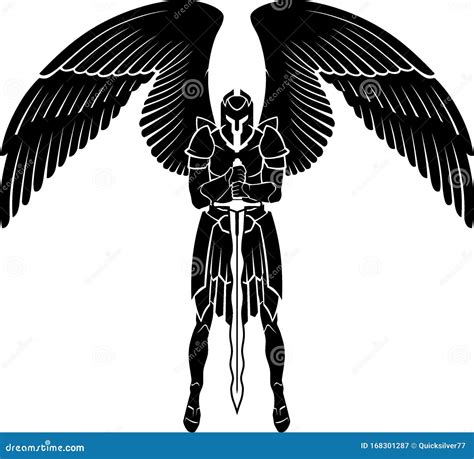 Archangel Guarding Isolated Illustration Stock Vector Illustration Of