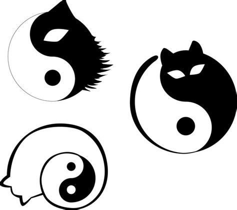 Stylized Yin Yang Cats Cat Tattoo Black Cat Tattoos Tatto