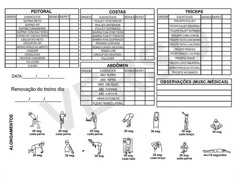 Ficha Para Treino De Musculação