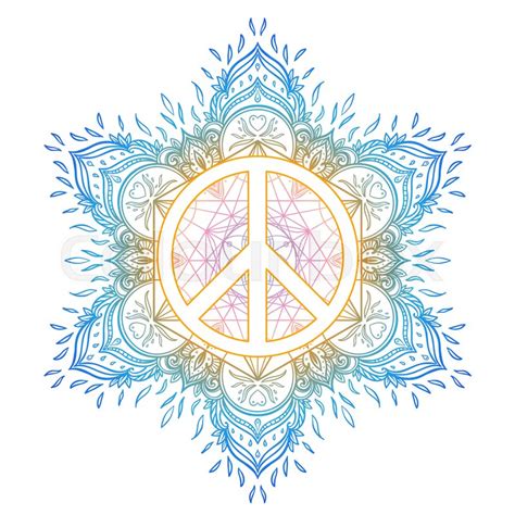 Peace Symbol Over Decorative Ornate Stock Vector