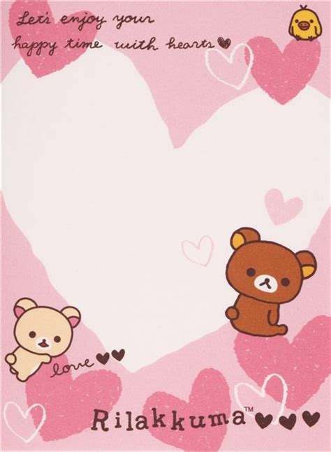 Pink Japanese White Rilakkuma Bear Hearts Mini Note Pad San X Memo