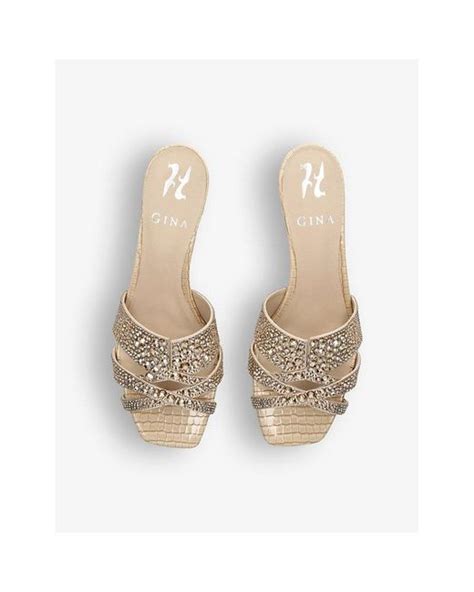 Gina Olympia Crystal Embellished Leather Sandals Lyst