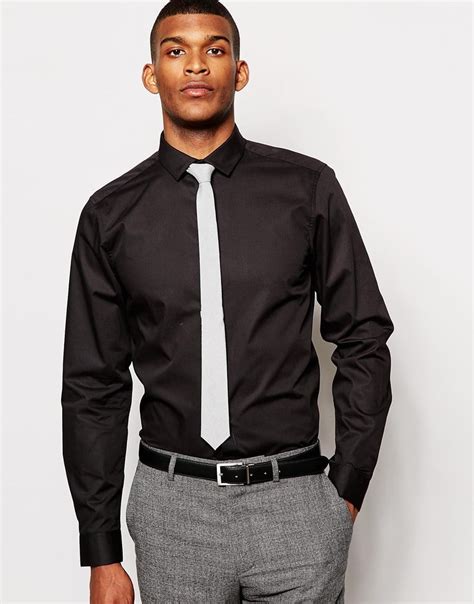 Lyst Asos Smart Shirt And Tie Set Save 20 In Black For Men