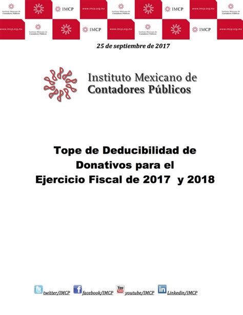 Propuesta Imcp Comisión Fiscal Tope De Deducibilidad De Donativos