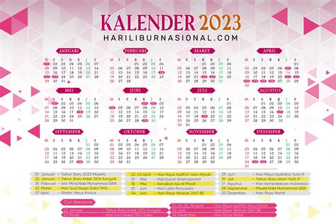 Kalender 2023 Lengkap Libur Nasional Dan Cuti Bersama Hari Libur Riset