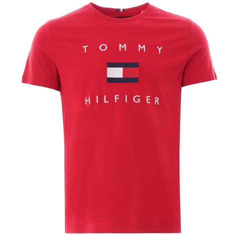 tommy hilfiger flag logo t shirt red 14313 xlg