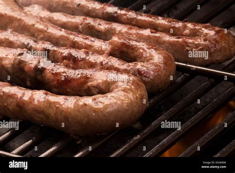 Boerewors South African Sausage On A Gas Braai Stock Photo Royalty