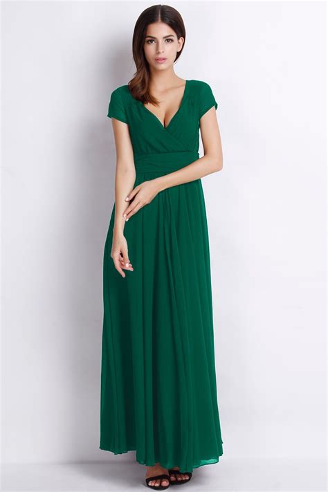 Elegant Surplice V Neckline Maxi Chiffon Dress Dresses Chiffon Dress