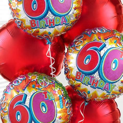 The balloon is sent already inflated with helium in a large red and white candy stripe box. 60th Birthday Balloon Bouquet