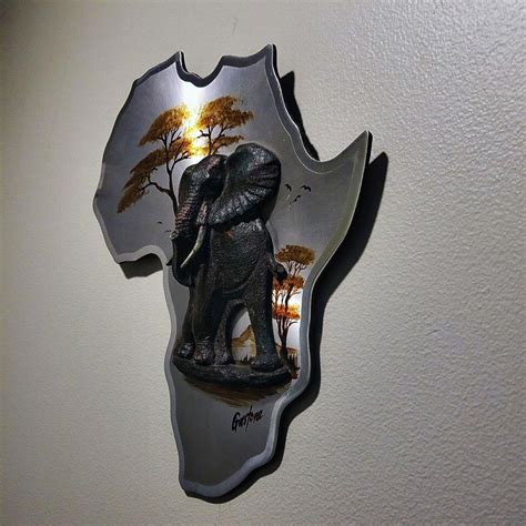 Gastone Copper 3d Plaque African Animals Hand Painted Elephants From