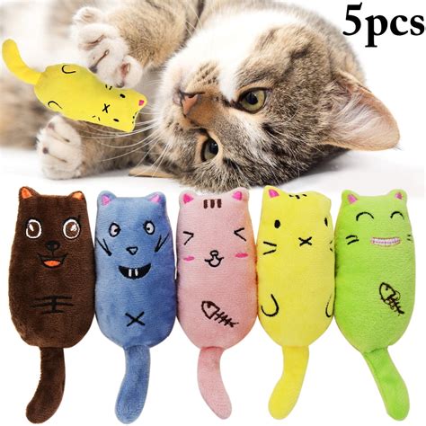 5pcs Cat Chew Toys Cartoon Plush Bite Resistant Cat Catnip Toys Kitten Toys