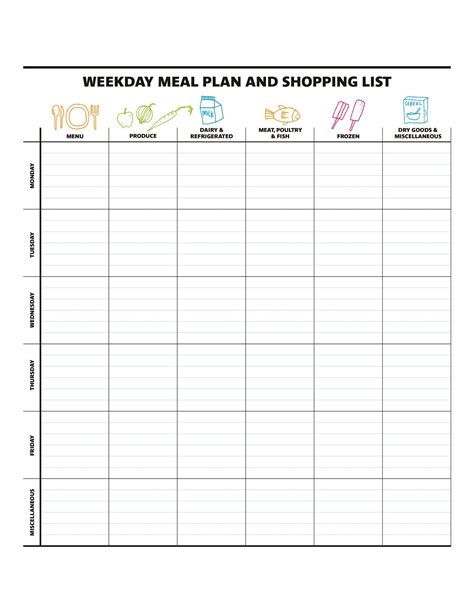 Printable Weekly Meal Planner Template