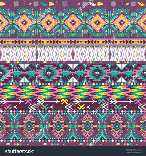 Seamless Colorful Aztec Geometric Pattern Stock Vector Illustration