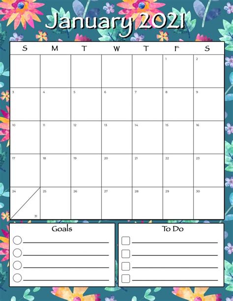 If this format does not work for you, then check out the rest of our site as we have all calendar format types. Free Printable 2021 Floral Calendar