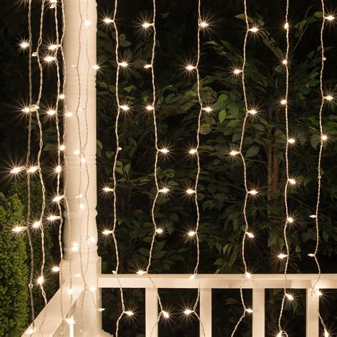 150 Curtain Icicle Lights Clear White Wire Yard Envy