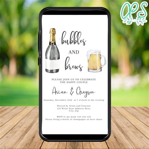 Electronic Bubbles And Brews Couples Shower Electronic Invite