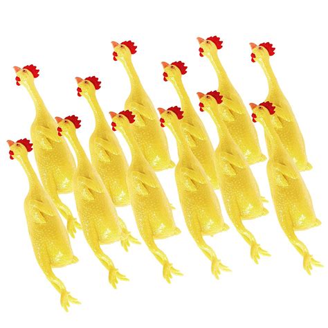 8 Mini Rubber Stretch Chickens Pack Of 12 Yellow Stretchy Slingshot
