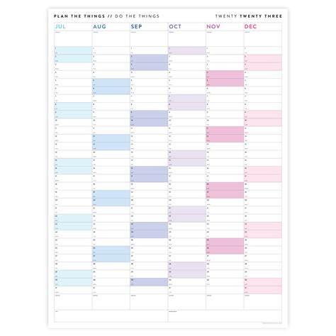 Printable 2023 Six Month Calendar July December Instant Downloa