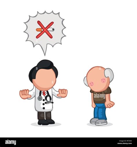 Vector Hand Drawn Cartoon Illustration Of Doctor Telling Old Patient To